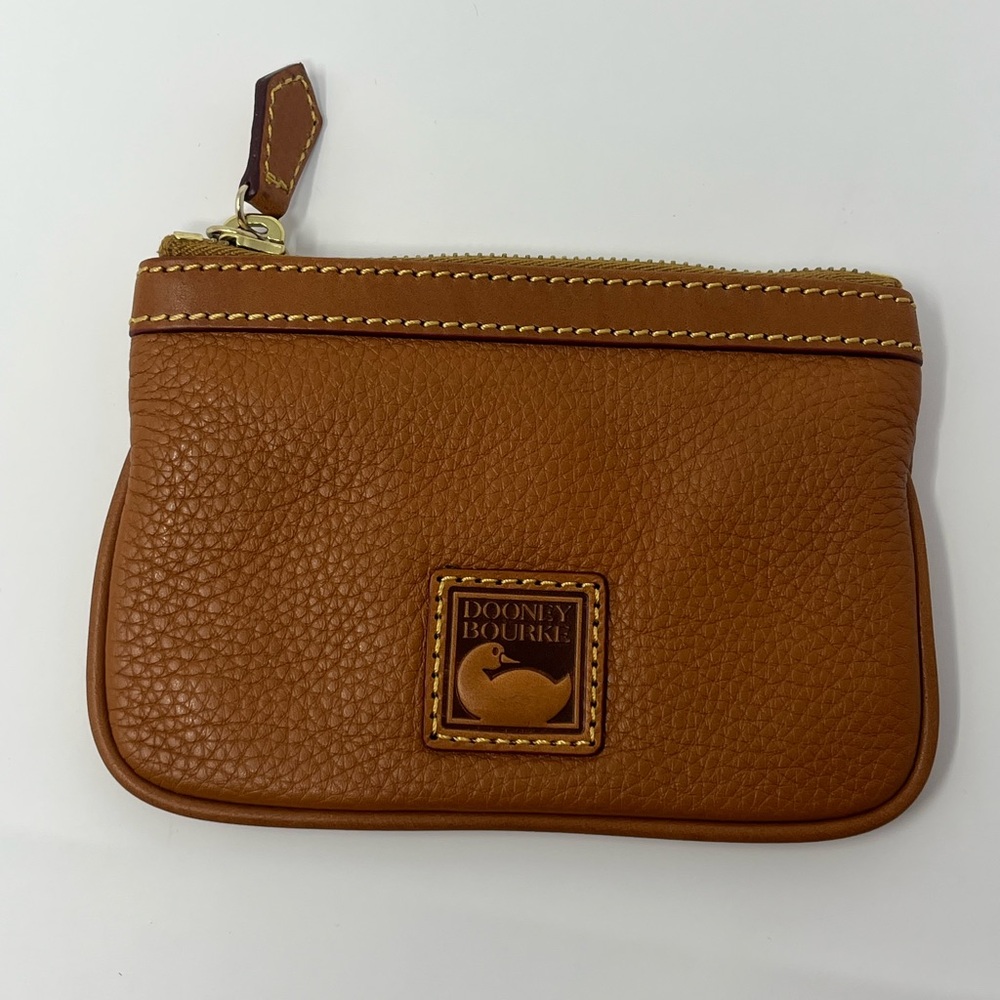 Dooney & Bourke Slim Pebble Leather Wristlet w/ Detachable Strap - Natural Brown
